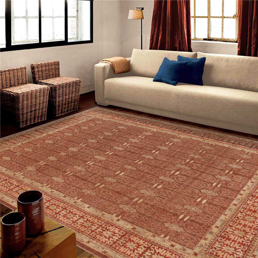 handmade Transitional Kafkaz Brown Rust Hand Knotted RECTANGLE 100% WOOL area rug 9' x 12'