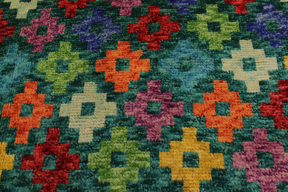 handmade Modern Balouchi Green Blue Hand Knotted RECTANGLE 100% WOOL area rug 5x7