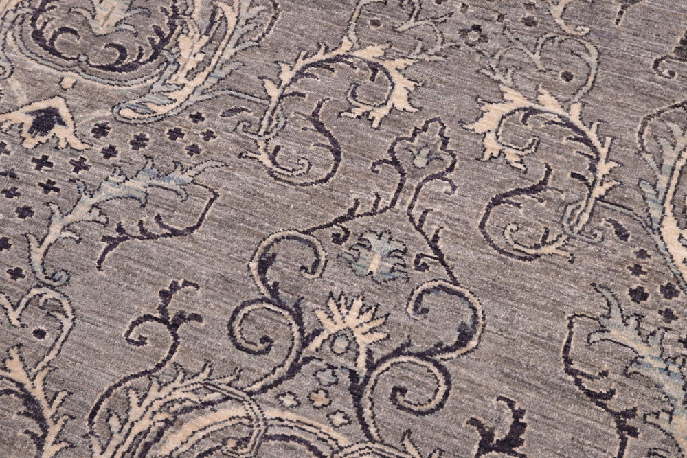 handmade Modern Kafkaz Gray Ivory Hand Knotted RECTANGLE 100% WOOL area rug 6' x 9'