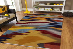 handmade Modern Kilim Gold Blue Hand-Woven RECTANGLE 100% WOOL area rug 6x9