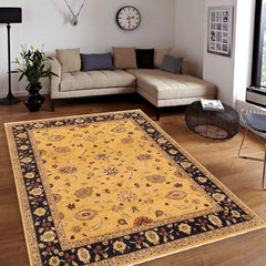 handmade Transitional Kafkaz Gold Blue Hand Knotted RECTANGLE 100% WOOL area rug 9' x 12'