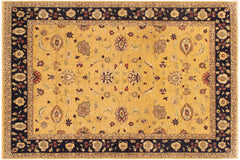 handmade Transitional Kafkaz Gold Blue Hand Knotted RECTANGLE 100% WOOL area rug 9' x 12'