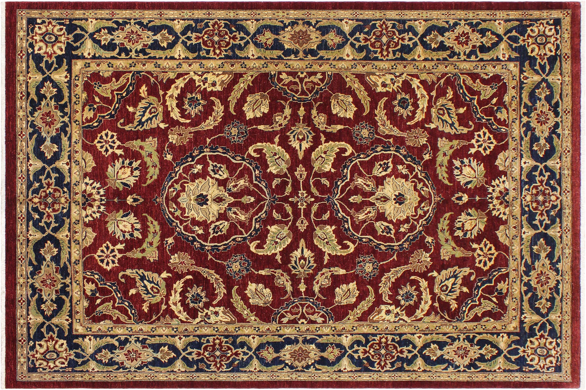 9x12 hand knotted Ziegler wool rug in red and blue - Oriental Ziegler Maryann