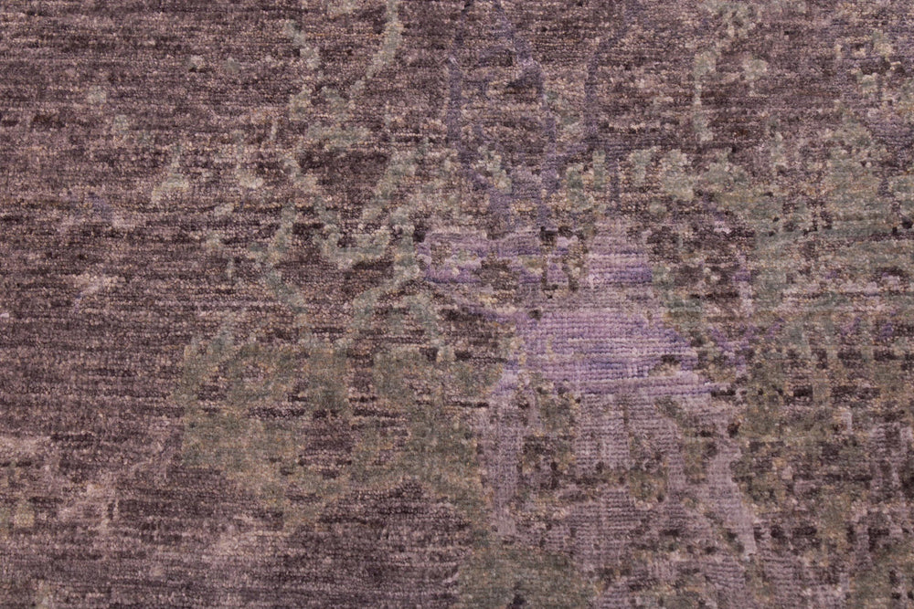 handmade Modern Kafkaz Brown Green Hand Knotted RECTANGLE WOOL&SILK area rug 6' x 9'
