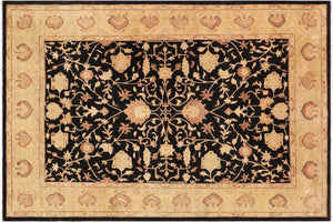 handmade Traditional Kafkaz Black Gold Hand Knotted RECTANGLE 100% WOOL area rug 9x12