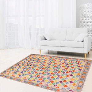 handmade Modern Balouchi Beige Gray Hand Knotted RECTANGLE 100% WOOL area rug 5x8