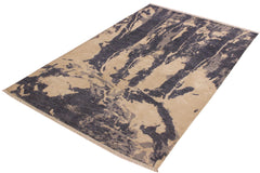 handmade Modern Kafkaz Gray Ivory Hand Knotted RECTANGLE 100% WOOL area rug 4' x 6'
