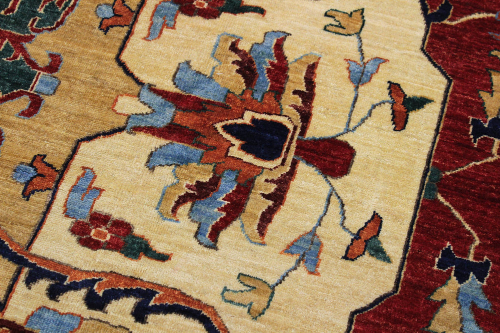 handmade Traditional Kafkaz Red Blue Hand Knotted RECTANGLE 100% WOOL area rug 12' x 14'
