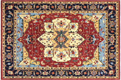 handmade Traditional Kafkaz Red Blue Hand Knotted RECTANGLE 100% WOOL area rug 12' x 14'