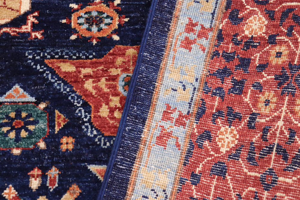handmade Geometric Mamluk Blue Rust Hand Knotted RECTANGLE 100% WOOL area rug 9 x 12
