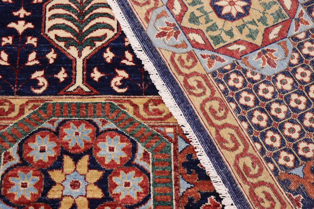 handmade Geometric Mamluk Blue Beige Hand Knotted RECTANGLE 100% WOOL area rug 9 x 12