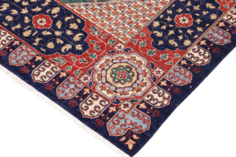 handmade Geometric Mamluk Drk. Blue Rust Hand Knotted RECTANGLE 100% WOOL area rug 9 x 12