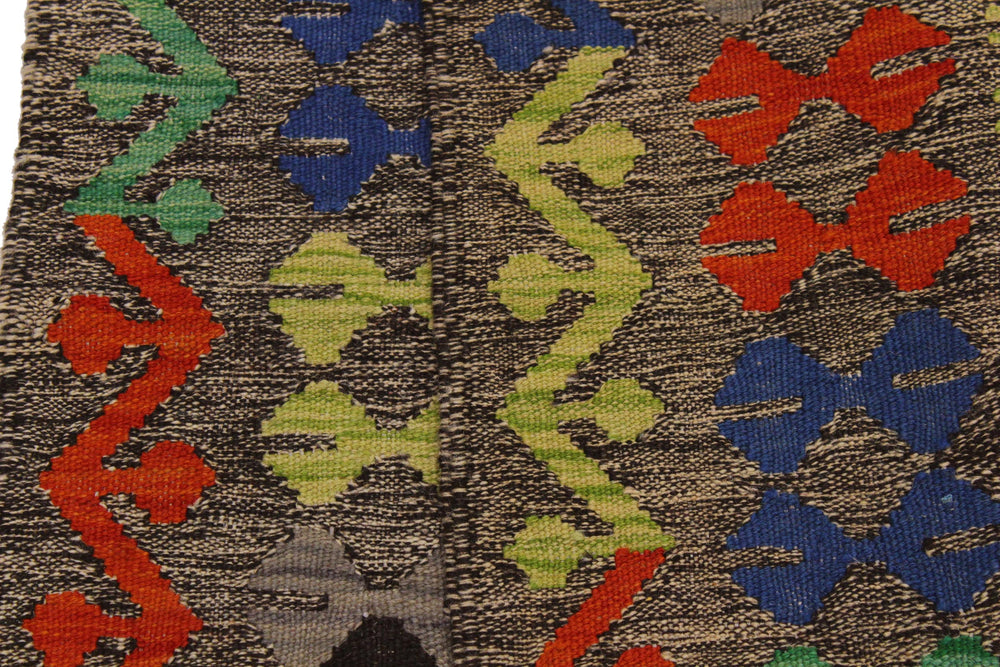 handmade Geometric Kilim Brown Rust Hand-Woven RECTANGLE 100% WOOL area rug 3' x 4'