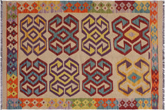 handmade Geometric Kilim Beige Red Hand-Woven RECTANGLE 100% WOOL area rug 3 x 5