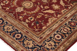 handmade Traditional Kafkaz Red Blue Hand Knotted RECTANGLE 100% WOOL area rug 10x13
