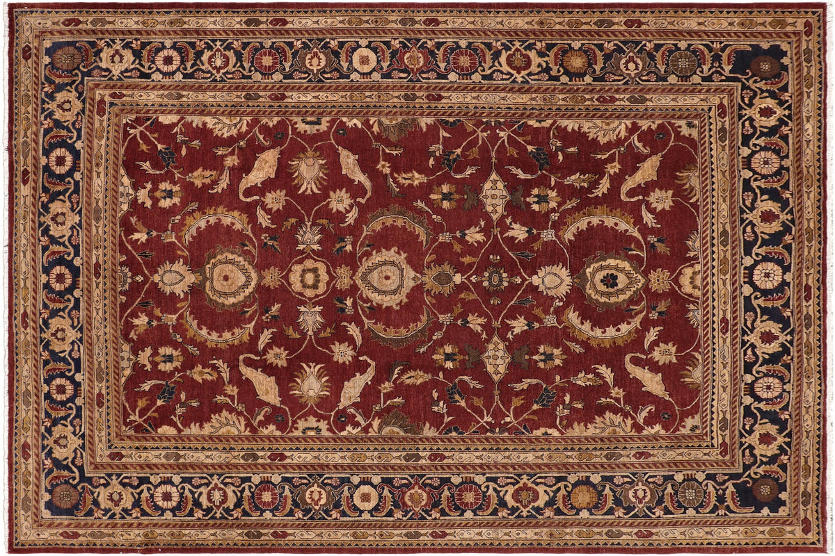 10x13 hand knotted Ziegler wool rug in red and blue - Chic Ziegler Lola