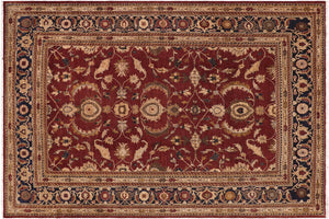 10x13 hand knotted Ziegler wool rug in red and blue - Chic Ziegler Lola