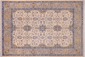 handmade Transitional Kafkaz Ivory Gray Hand Knotted RECTANGLE 100% WOOL area rug 9' x 11'