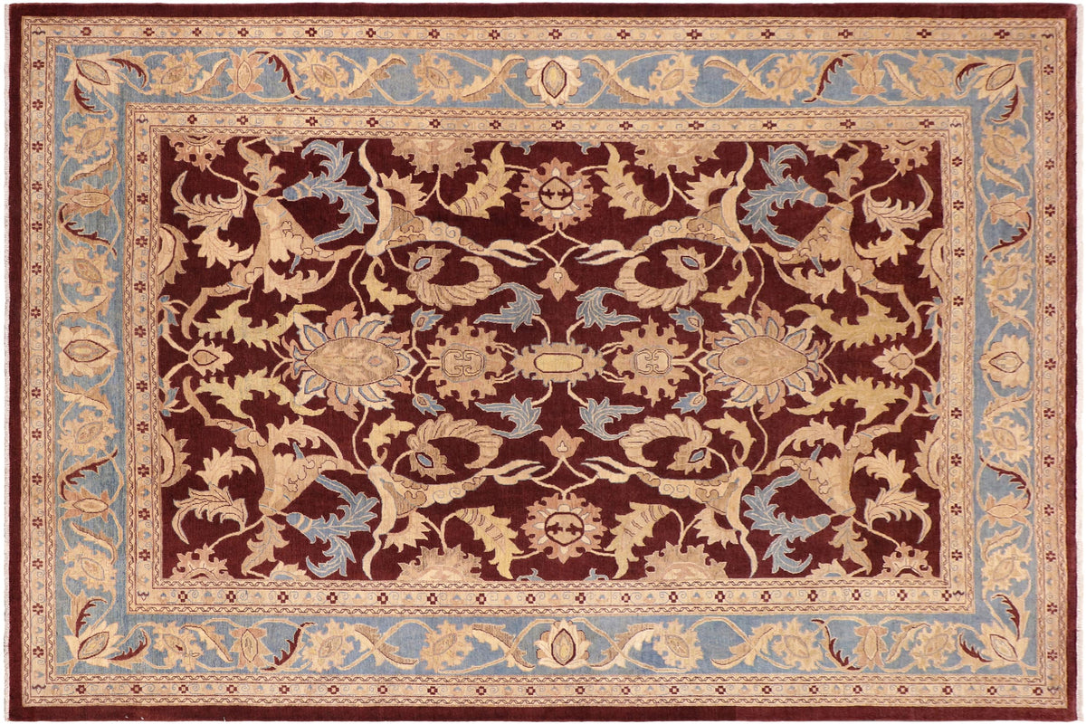 10x14 hand knotted Ziegler wool rug in red and blue - Bohemian Ziegler Antoinet
