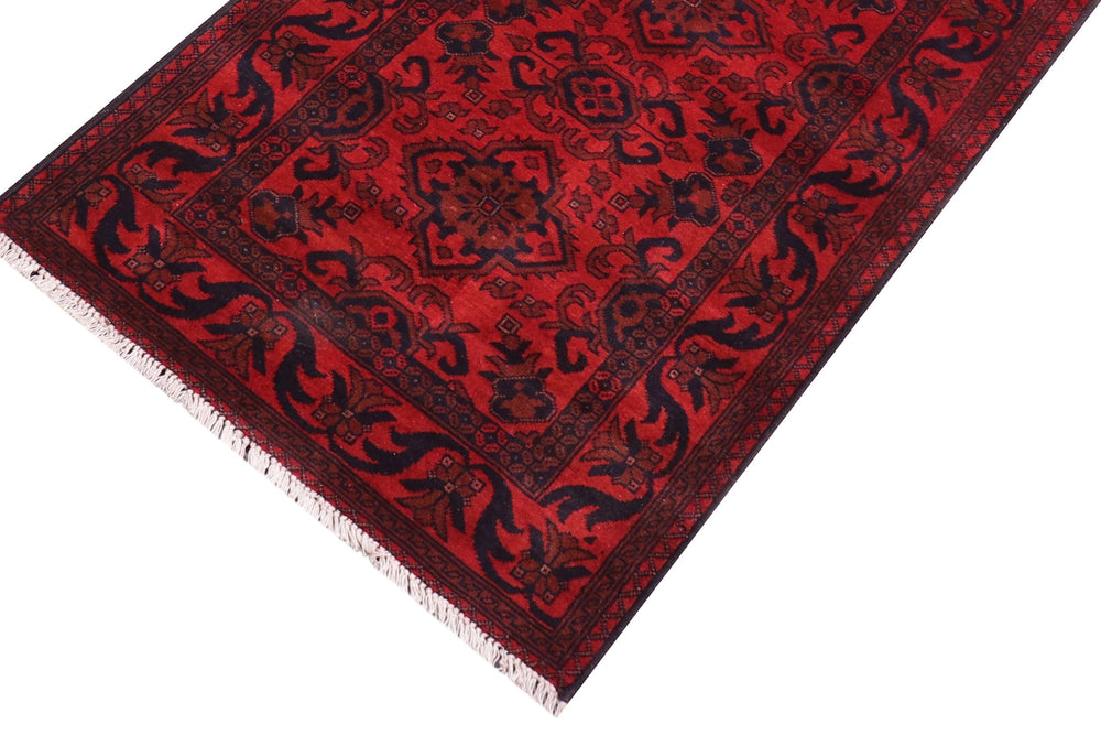 handmade Tribal Biljik Khal Mohammadi Drk. Red Black Hand Knotted RUNNER 100% WOOL Runner 3x10