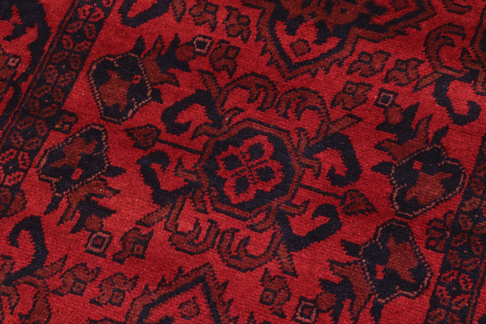 handmade Tribal Biljik Khal Mohammadi Drk. Red Black Hand Knotted RUNNER 100% WOOL Runner 3x10