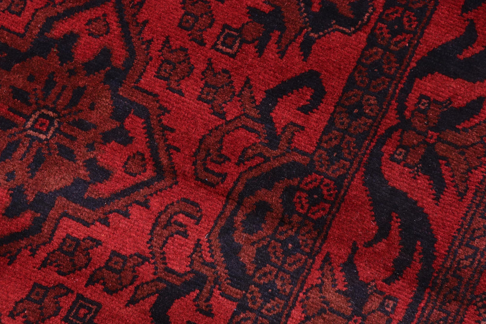 handmade Tribal Biljik Khal Mohammadi Drk. Red Black Hand Knotted RUNNER 100% WOOL Runner 3x10