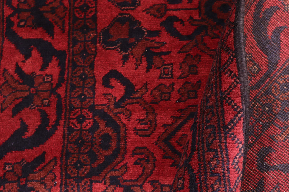 handmade Tribal Biljik Khal Mohammadi Drk. Red Black Hand Knotted RUNNER 100% WOOL Runner 3x10