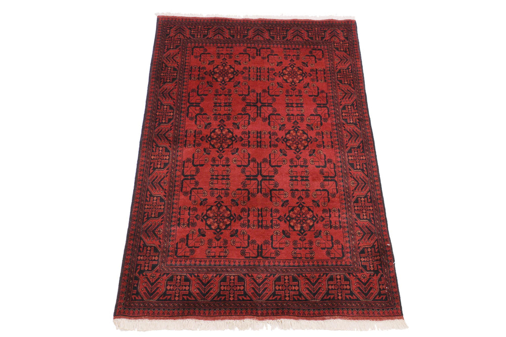 handmade Tribal Biljik Khal Mohammadi Drk. Red Black Hand Knotted RECTANGLE 100% WOOL area rug 4x6