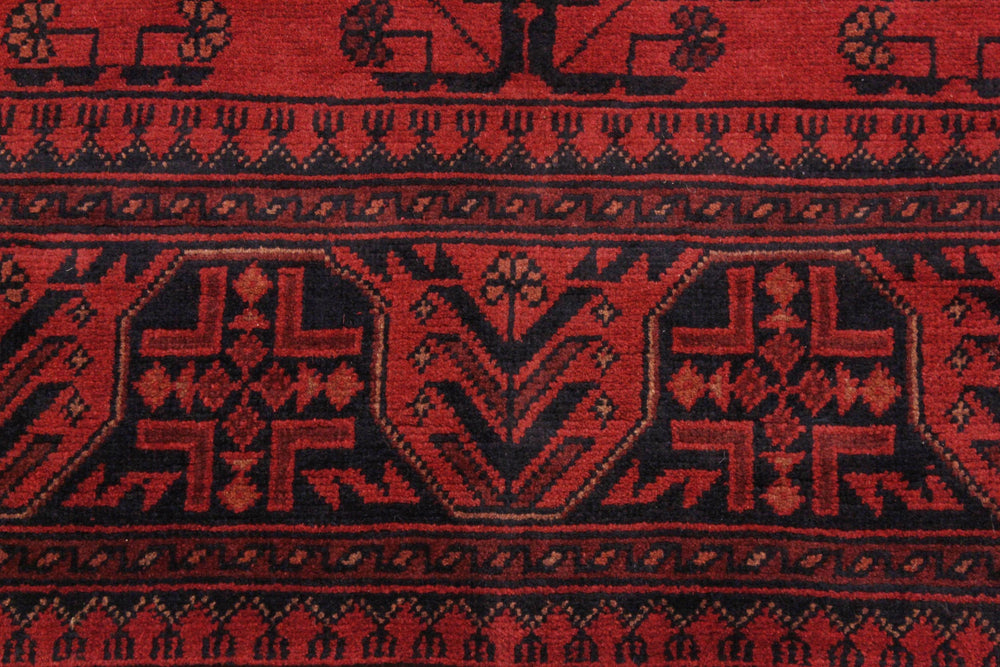handmade Tribal Biljik Khal Mohammadi Drk. Red Black Hand Knotted RECTANGLE 100% WOOL area rug 4x6
