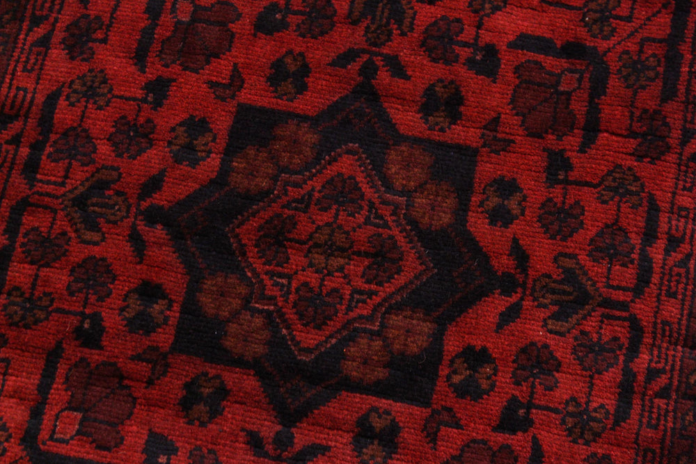 handmade Tribal Biljik Khal Mohammadi Drk. Red Black Hand Knotted RUNNER 100% WOOL Runner 3x10