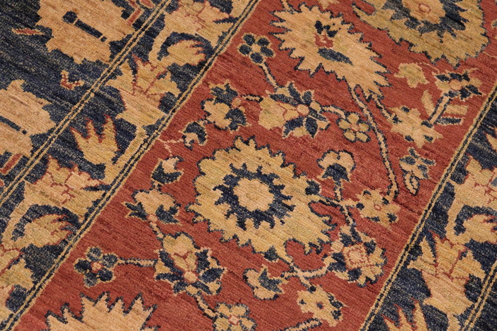 handmade Traditional Kafkaz Blue Rust Hand Knotted RECTANGLE 100% WOOL area rug 10' x 14'
