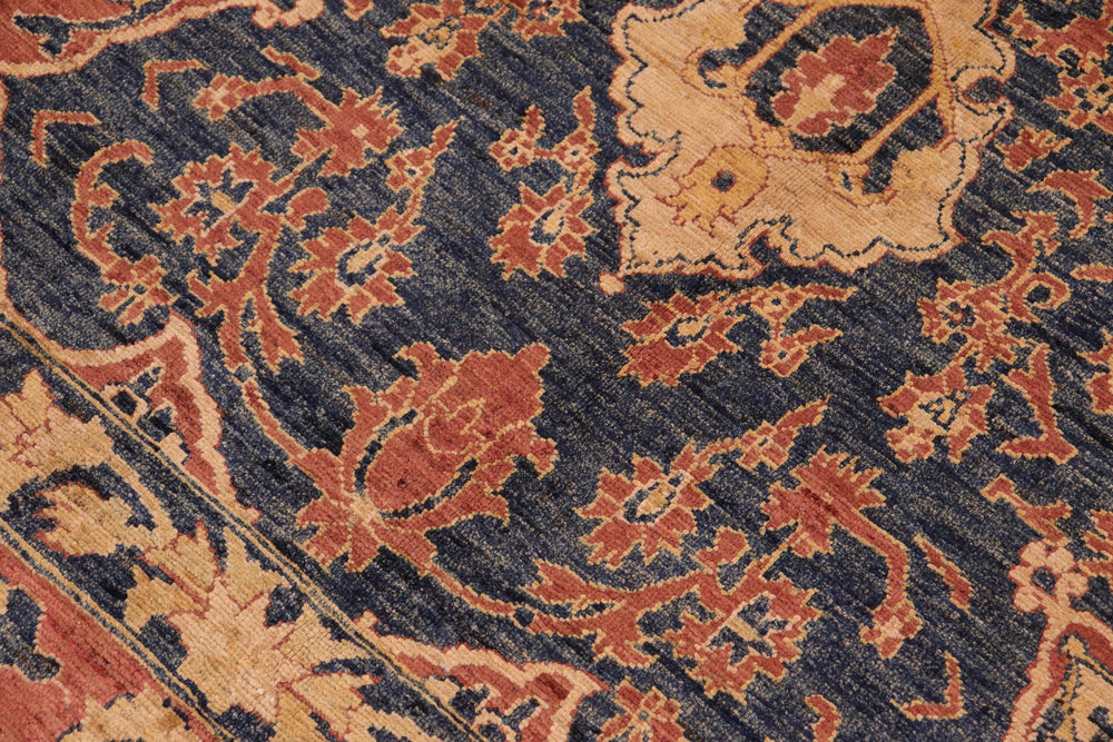 handmade Traditional Kafkaz Blue Rust Hand Knotted RECTANGLE 100% WOOL area rug 10' x 14'