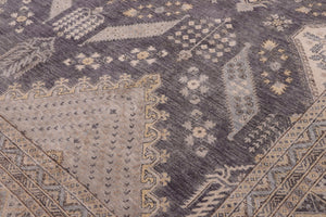 handmade Transitional Kafkaz Drk. Gray Ivory Hand Knotted RECTANGLE 100% WOOL area rug 12' x 17'