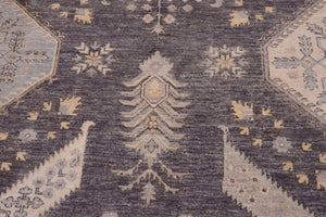 handmade Transitional Kafkaz Drk. Gray Ivory Hand Knotted RECTANGLE 100% WOOL area rug 12' x 17'