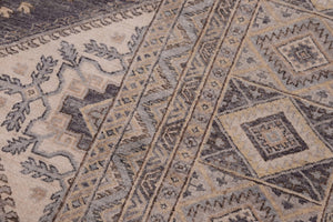 handmade Transitional Kafkaz Drk. Gray Ivory Hand Knotted RECTANGLE 100% WOOL area rug 12' x 17'