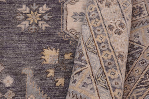 handmade Transitional Kafkaz Drk. Gray Ivory Hand Knotted RECTANGLE 100% WOOL area rug 12' x 17'