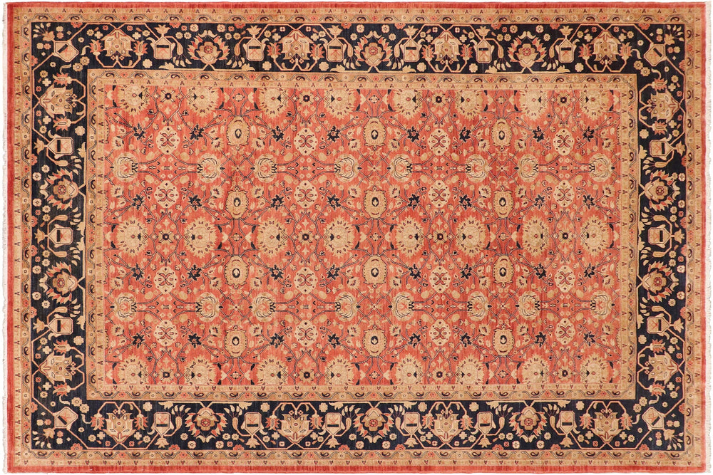 handmade Transitional Kafkaz Red Blue Hand Knotted RECTANGLE 100% WOOL area rug 10' x 13'