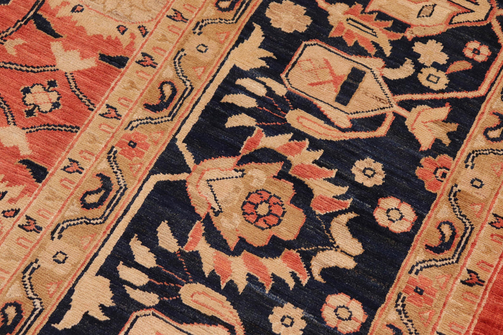 handmade Transitional Kafkaz Red Blue Hand Knotted RECTANGLE 100% WOOL area rug 10' x 13'