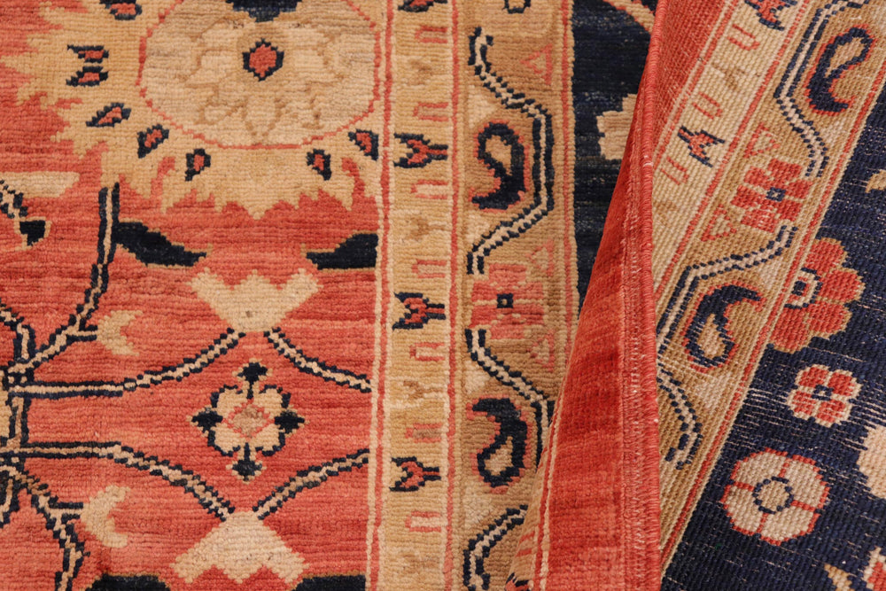 handmade Transitional Kafkaz Red Blue Hand Knotted RECTANGLE 100% WOOL area rug 10' x 13'