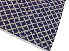 handmade Geometric Moroccan Hi Blue Ivory Hand Knotted RECTANGLE 100% WOOL area rug 10' x 12'