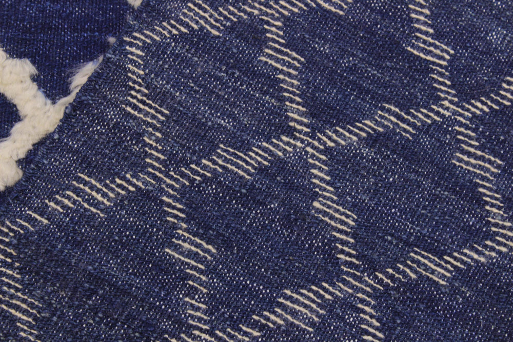 handmade Geometric Moroccan Hi Blue Ivory Hand Knotted RECTANGLE 100% WOOL area rug 10' x 12'