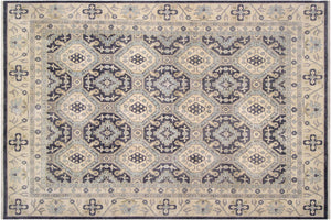 handmade Transitional Kafkaz Drk. Gray Ivory Hand Knotted RECTANGLE 100% WOOL area rug 12' x 14'