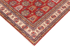 handmade Geometric Super Kazak Red Beige Hand Knotted RECTANGLE 100% WOOL area rug 10' x 14'