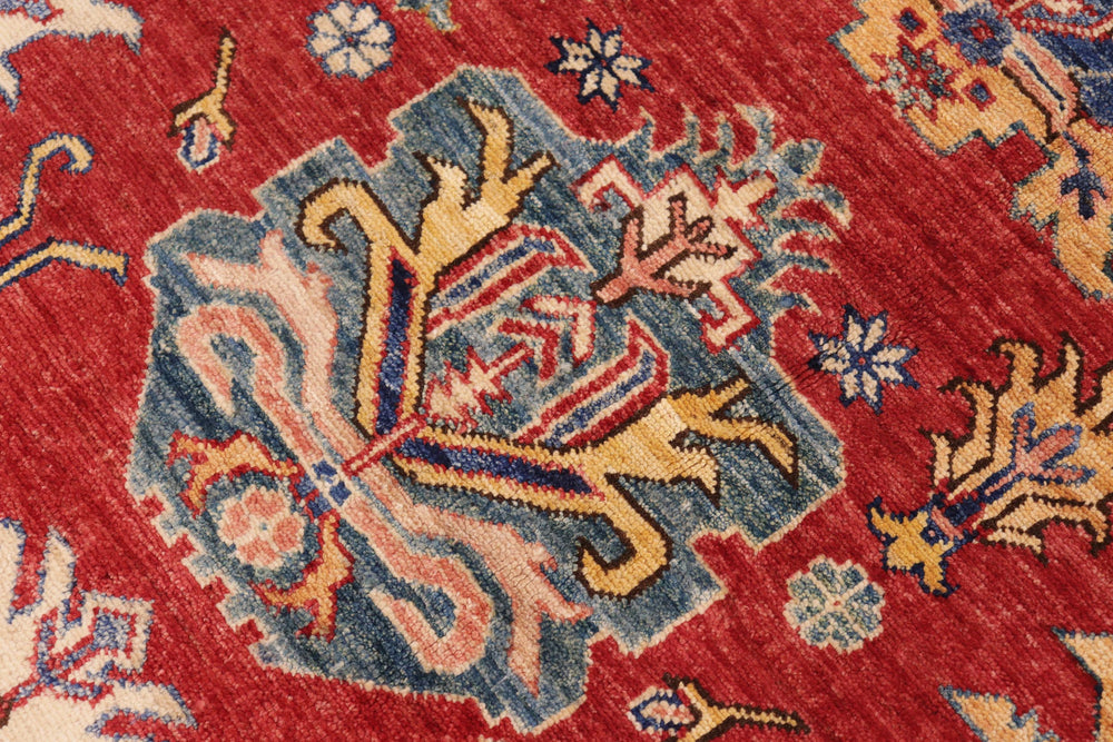 handmade Geometric Super Kazak Red Beige Hand Knotted RECTANGLE 100% WOOL area rug 10' x 14'