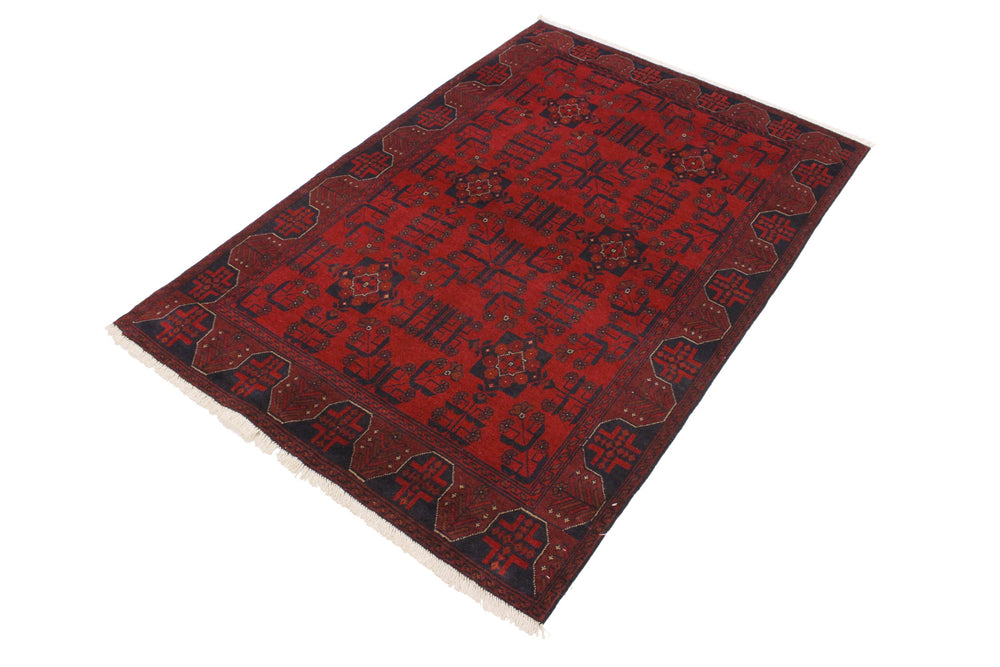 handmade Tribal Biljik Khal Mohammadi Drk. Red Black Hand Knotted RECTANGLE 100% WOOL area rug 4x6