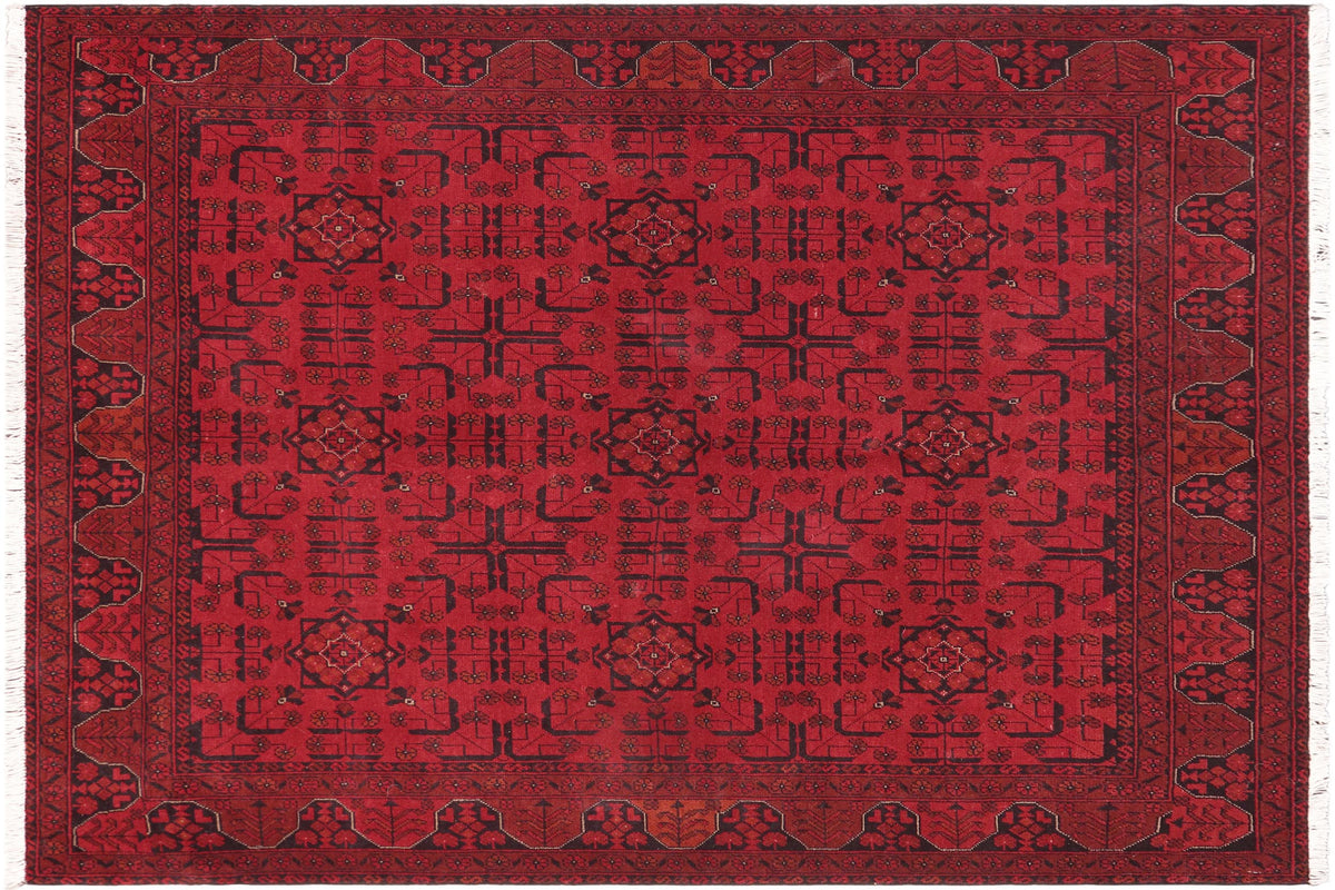 handmade Tribal Biljik Khal Mohammadi Red Black Hand Knotted RECTANGLE 100% WOOL area rug 5x6