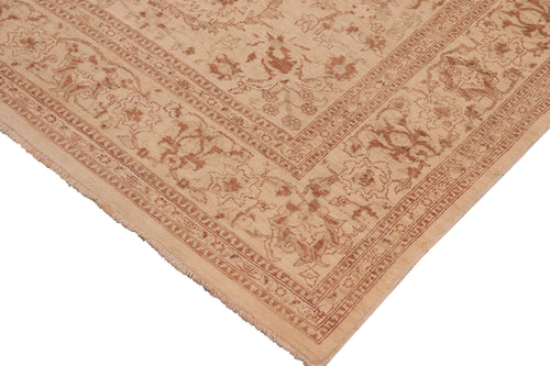 handmade Transitional Kafkaz Beige Brown Hand Knotted RECTANGLE 100% WOOL area rug 10' x 14'