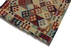 handmade Geometric Kilim Beige Red Hand-Woven RECTANGLE 100% WOOL area rug 5 x 7