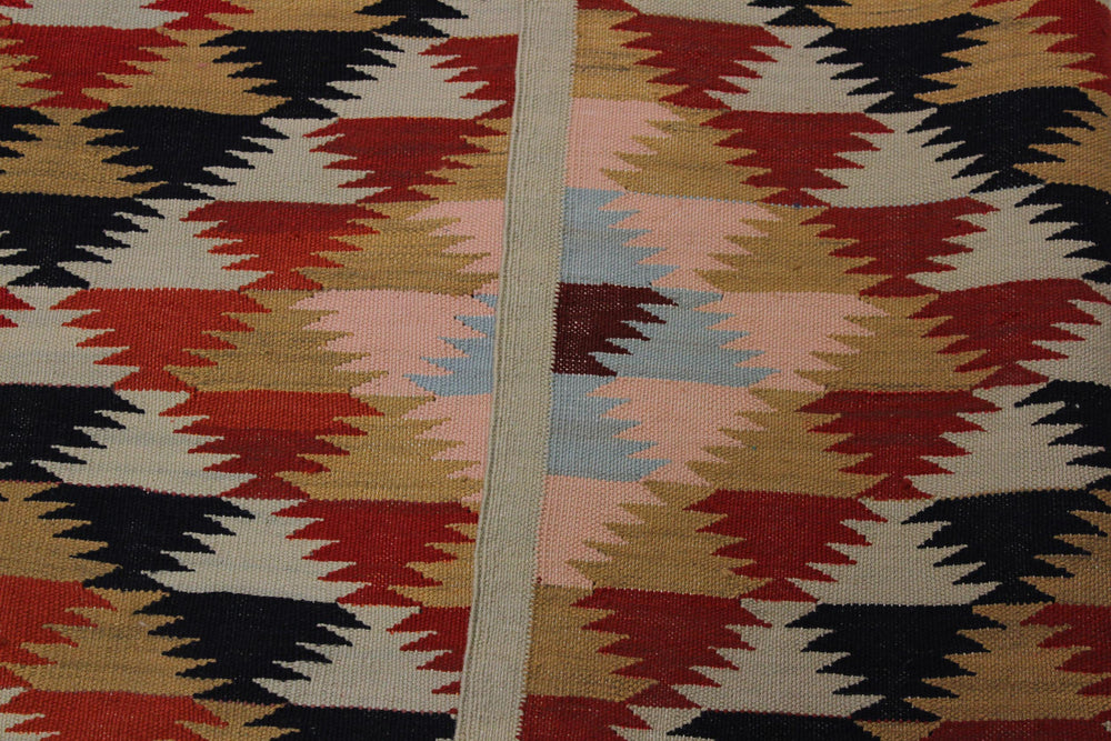 handmade Geometric Kilim Pink Rust Hand-Woven RECTANGLE 100% WOOL area rug 5 x 7