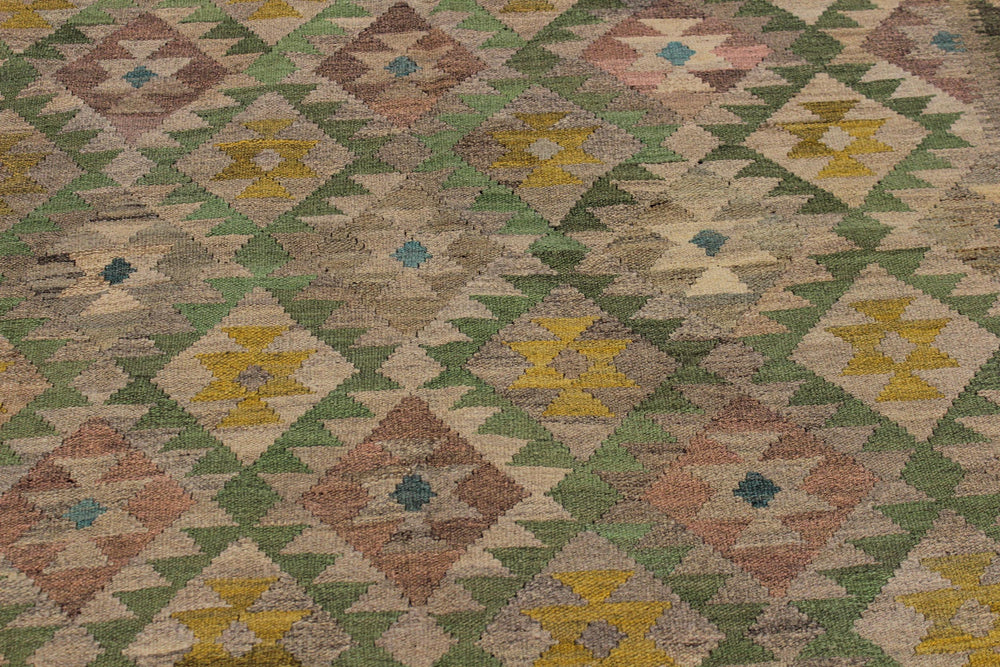 handmade Geometric Kilim Lt. Brown Blue Hand-Woven RECTANGLE 100% WOOL area rug 6 x 8